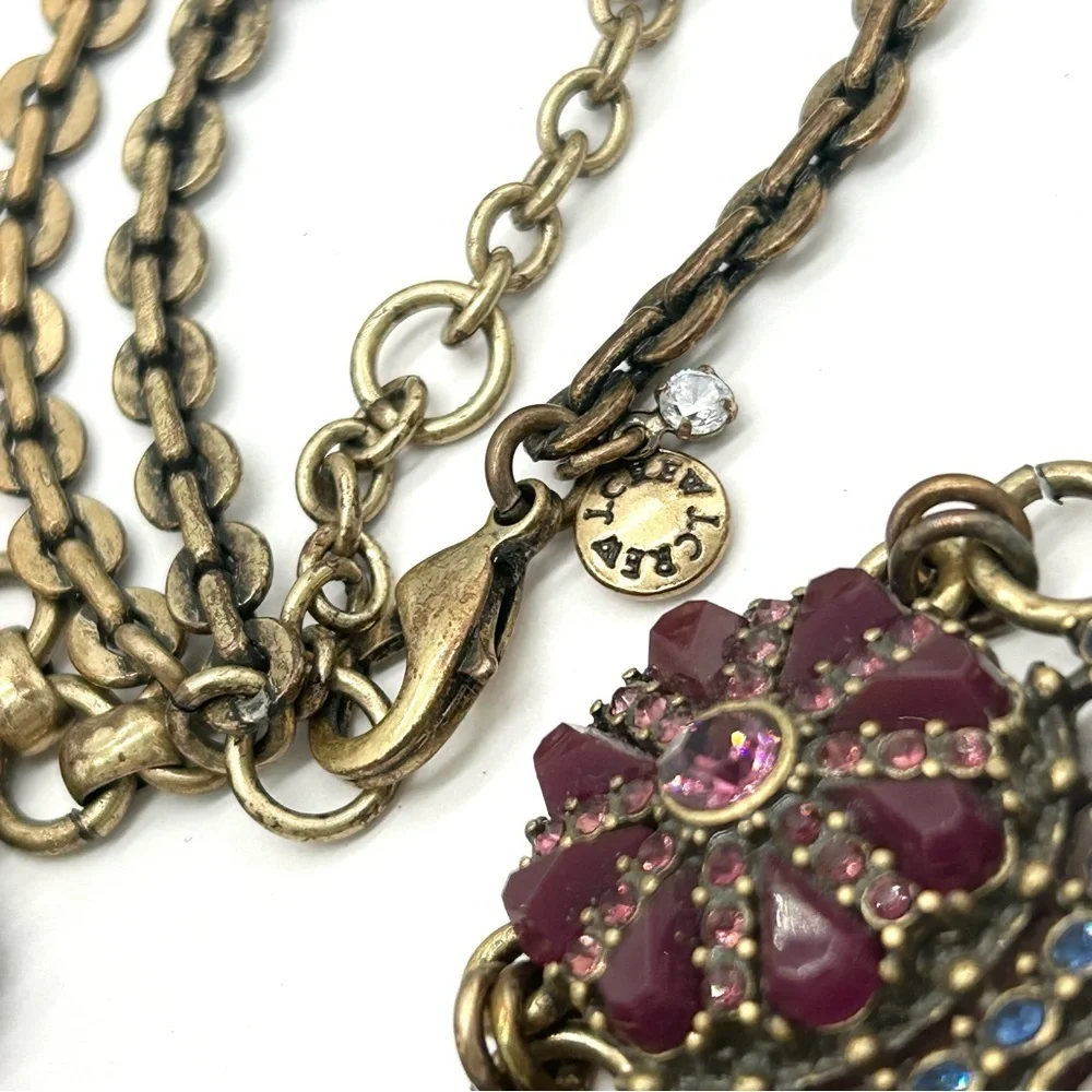 J. Crew Burgundy Blue Bright Coral/Orange Jeweled and Beaded Necklace